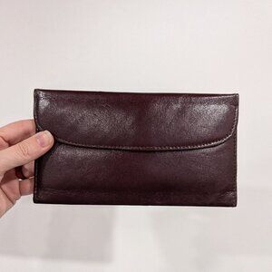 Vintage Genuine Leather Wallet Red Burgundy